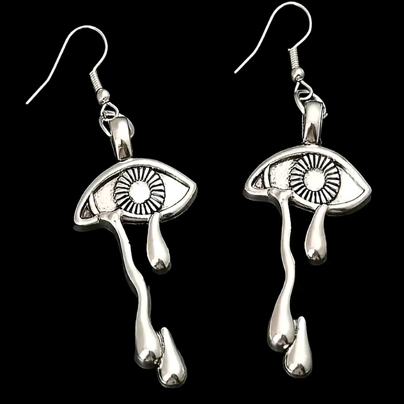 Hot Topic Silver Eye Drip Earrings - Picture 2 of 4